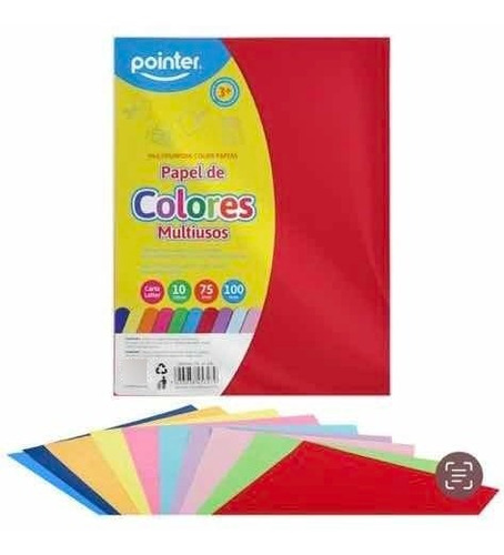 Papel De Colores Multiusos Pointer 100hojas. 10 Colores
