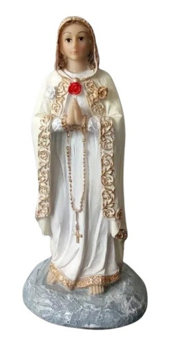 Virgen Rosa Mística Figura Religiosa 15 Cms Resina.