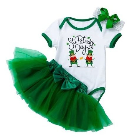 Baby Girls St. Patrick's Day Outfit Green B09nnhzm5x1