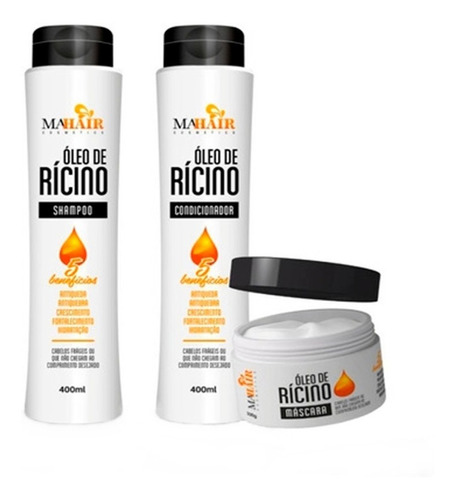 2 Kit Óleo De Rícino Mahair Cosmetics 6 Itens