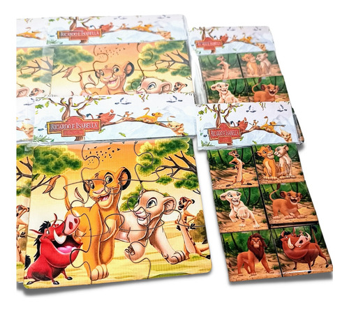 Kit Jogo Da Memória + Quebra Cabeça Rei Leão 10 Unidades