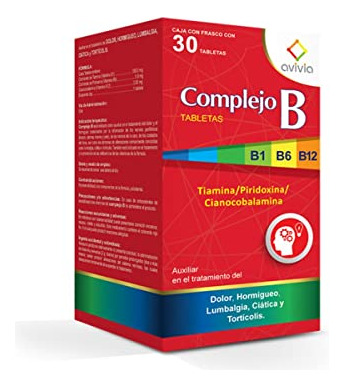 Complejo B Vitaminas Tabletas, 30 Piezas