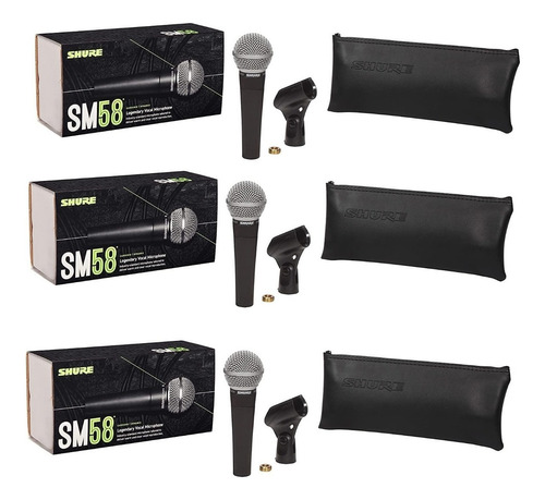 Shure Sm58-lc Micrófono Vocal Profesional Cardioide 3 Piezas
