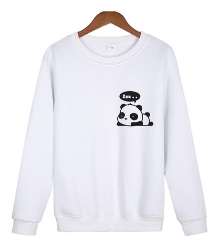 Blusa Moletom Gola Careca Flanelado Panda Zzz Urso Dormindo