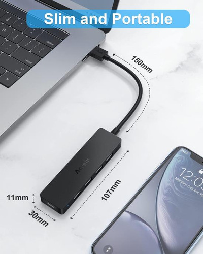 Hub Usb 3.0 De 5 Puertos Aceele, Concentrador Usb Ultradelga