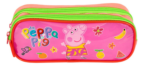 Mochila Costas Peppa Pig Escolar Com Estojo Duplo Cor Rosa