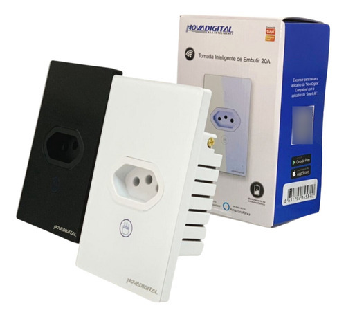 Tomada Inteligente De Embutir Wi-fi 20a Novadigital Cor Branco