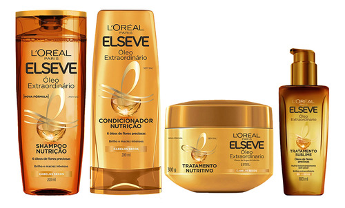 Kit 4 Elseve Shampoo + Cond + Máscara + Óleo Extraordinário