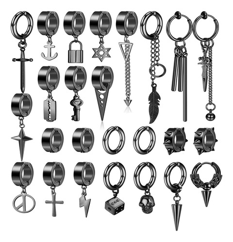 Vv 25 Aretes Falsos Piercing Hombre Imán Acero Inoxidable