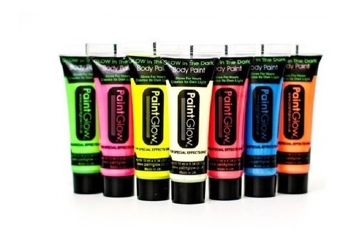 12 Pinturas Neón Corporal Fluorescente Fosfo Luz Negra Body