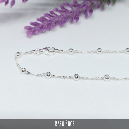 Imagen 5 de 9 de Pulsera Plata 925 Sellada Con Bolitas Eslabón Singapur