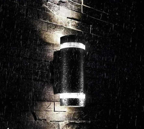 Imagen 2 de 3 de Luminaria Pared Negro Doble Aro Exterior Blwa-0104-01300