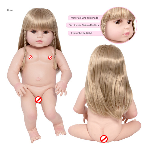 Boneca Reborn Loira Cabelo Longo Saída de Banho Cegonha Reborn Dolls