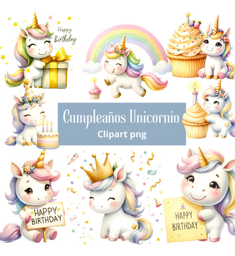 Kit Imagenes Png Clipart Cumpleaños De Unicornio Fiestas