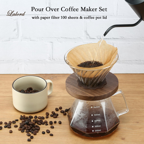 Cafetera Vertida 20oz, Jarra Vidrio Borosilicato 100 Filtros