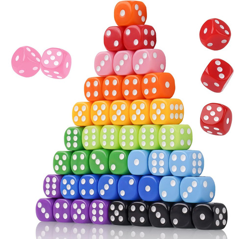 Juego De Dados De 16 Mm, 50 Piezas, 6 Caras, Colores Vint...