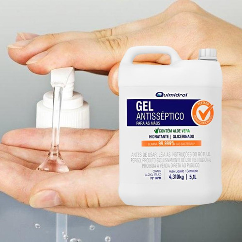 Alcool Gel Antisséptico 70gl Quimidrol C/ Aloe Vera 5,1l