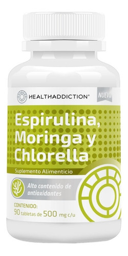 Espirulina, Chlorella, Moringa Healthaddiction. 90 Tabs