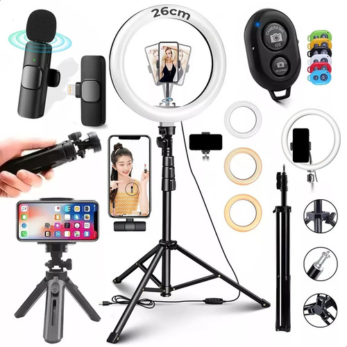 Ring Light Lapela Bluetooth iPhone Android Kit Youtuber