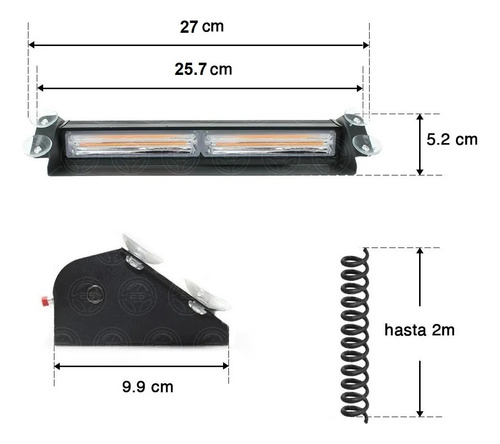 Barra Cob 2 Módulos 6 Funciones Estrobo Luz Roja / Azul Led