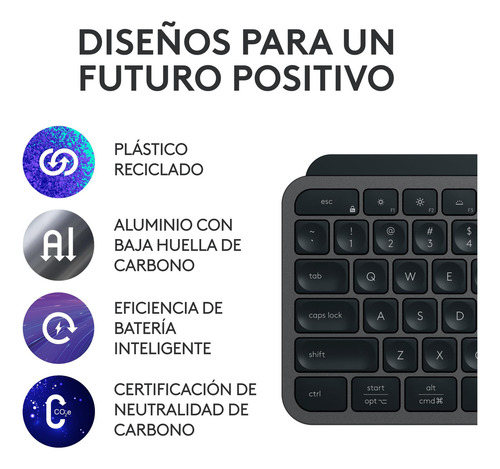 Teclado Logitech Mx Keys S Inalámbrico Rf Bluetooth Grafito