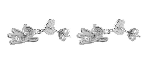 Broquel Oso Colgando Plata Fina 925, 100% Zirconia Aaa