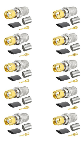 Xrds-rf Rpsma Conectores De Crimpado 10 Piezas, Rp-sma Macho