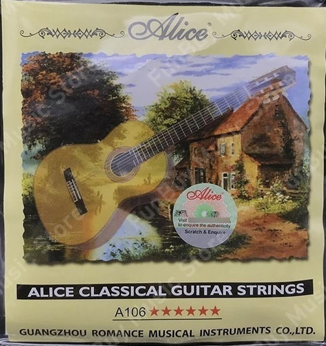 Imagen 1 de 2 de Cuerdas Guitarra Clásica O Española Nylon Alice Hard Tension