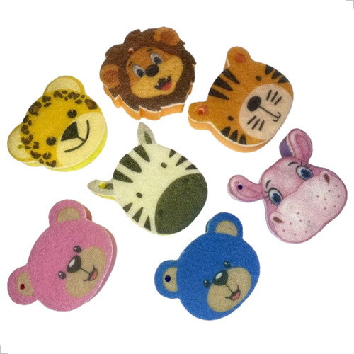 Esponja De Banho Infantil Kit 3 Un Bichinhos Zoo Divertidas Sortidos