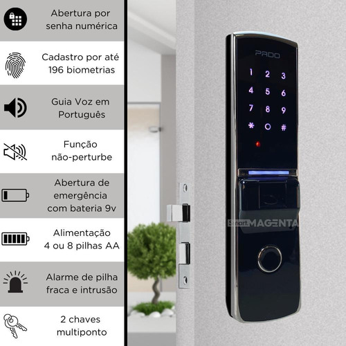 Imagem 3 de 6 de Fechadura Digital Biometrica Embutir Pado Fde201r Rolete
