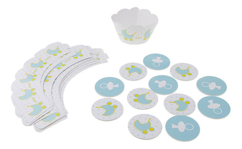 12 Set De Adorno Y Envoltorio Para Cupcakes Con Chupete Para