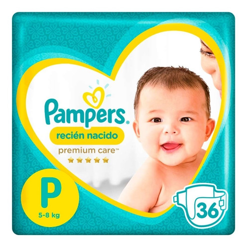 Pampers Pañales Premium Care Recién Nacido Talla P 36un