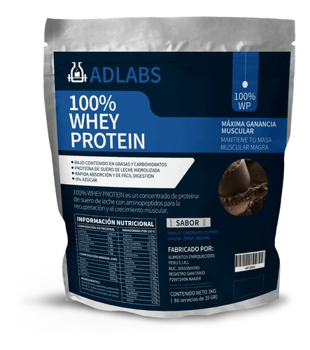 100% Whey Protein Adrenaline Labs 3 Kg Proteina Concentrada