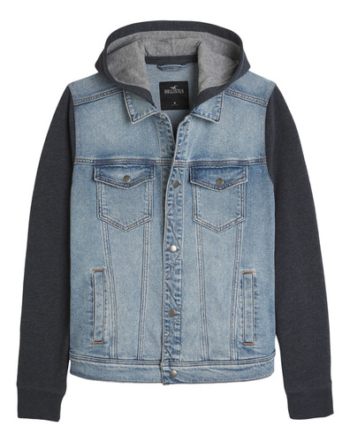 Hollister Chaqueta Con Capucha Demin  Para Hombre Original 