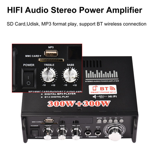 Amplificador De Potencia 300w+300w, Receptor De Audio 110v.