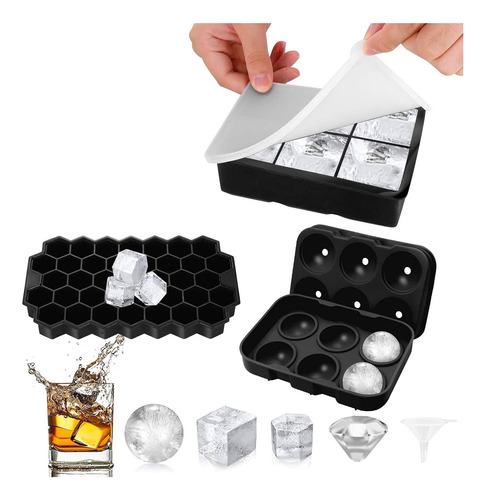 3 Piezas Moldes De Silicona Para Cubitos De Hielo