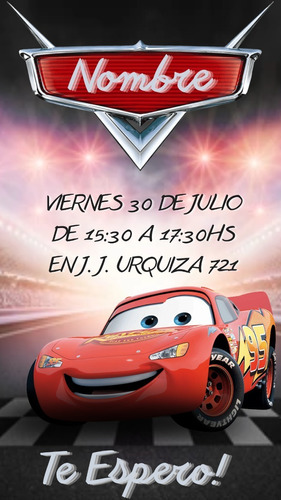 Cars Mate Grua Invitacion Virtual Cumpleaños Personalizada 