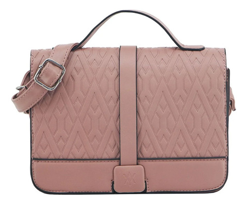 Cartera Amayra Eco De Cuero Con Tapa Y Correa Ajustable Ama 67.c2771.3 Rosa Viejo Lisa Níquel Rosa