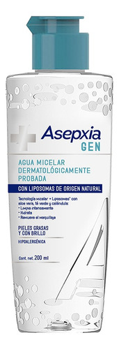 Asepxia Gen Agua Micelar Limpieza Piel Grasa C/brillo 200ml