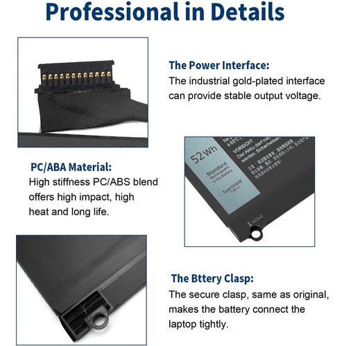 Batería De Computadora Portátil 52wh Dxgh8 Compatible Con