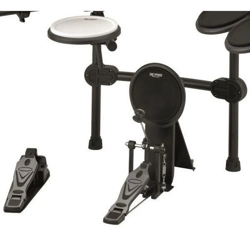 Pad De Bumbo Pedal Duplo Bateria Eletrônica X-pro Universal Cor Preto