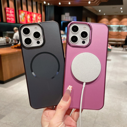 Funda Para Iphone Compatible Con Magsafe Colores Metálicos Morado Iphone 16