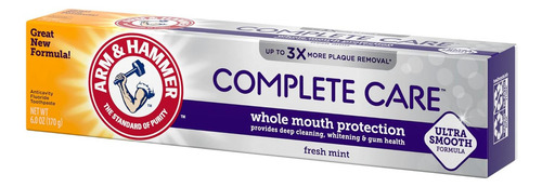 Pasta Dental Arm & Hammer Complete Care 170 g – Blanqueadora con Bicarbonato de Sodio y Flúor, Protección Completa y Aliento Fresco