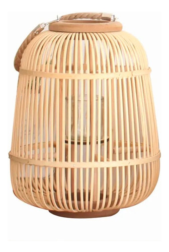 Lámpara Porta Velas De Mesa De Bambú Boho