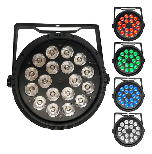 Kit 7 Canhao Refletor Slim Par 64 18 Leds Cree 12w Rgbw 4in1 110v/220v
