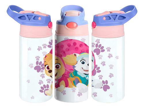 Termo Infantil Paw Patrol Skye Everest 355 Ml - Vaso Niños Tapa Rosa / Morado