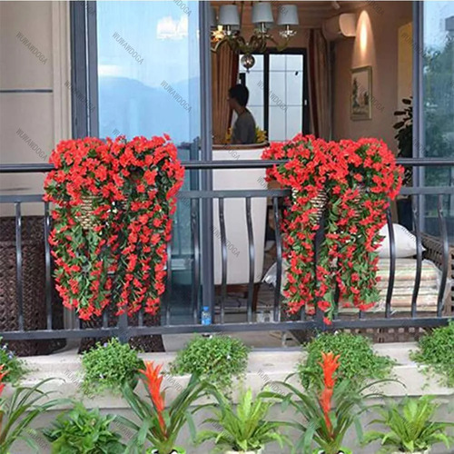 Flores Colgantes Flor Violeta Artificial Pared Rosa 2piezas