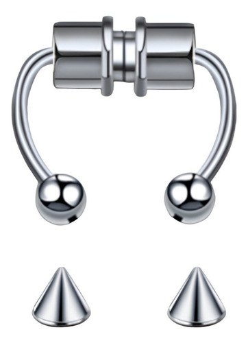 Piercing Falso Septum Nariz Magnético Intercambiable 1 Pz Color Plateado