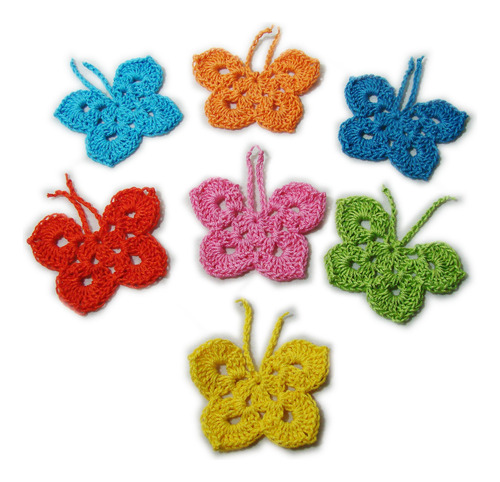 Apliques Mariposas Planas Tejidos Crochet (pack X 20)