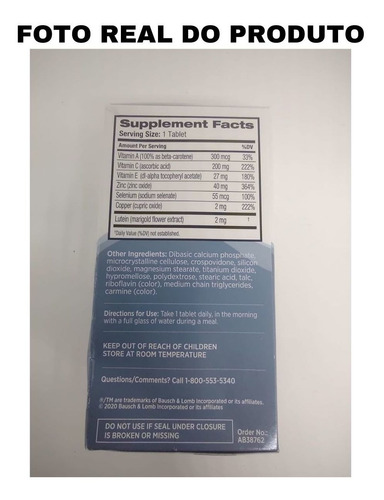 Imagem 3 de 3 de Ocuvite Com Lutein E Antioxidantes Bausch+lomb 120 Tabletes